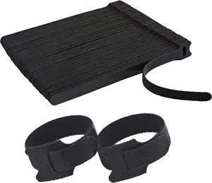 100 PCS Reusable Cable Ties with Hook and Loop Multi-purpose Adjustable 8 Inch Cable Management Wire Ties Cable Straps for Organizing Home Office and Data Centers (Black)