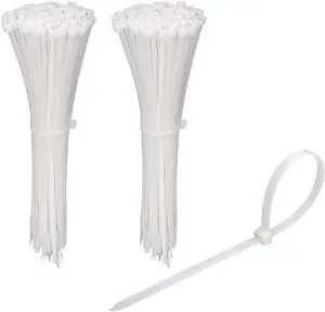 200 Pack Bulk Small 6 inch Nylon Plastic Cable Zip Ties Wire Wraps White