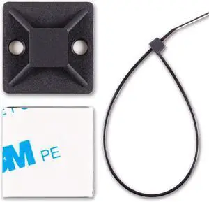Cable Tie Mounts Adhesive-Backed 1 Inch for Cable Management Cable Tie Anchors 100 Pack Black