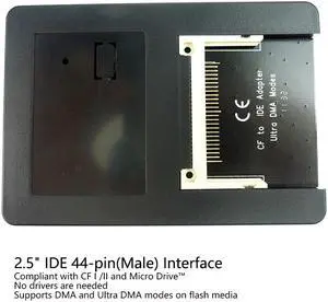 Factory price 44 pin male 2.5" IDE to CF Adapter Compact Flash Type I/II  IDE SSD HDD Converter Card with Case
