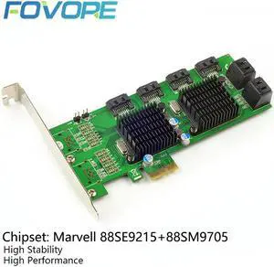 PCIe SATA Converter PCIe to SATA III 8 port Converter expander  controller Card SATA3.0 PCI-e Adapter Dual chip Marvell