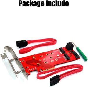 3 Interfaces M.2 NVMe SSD NGFF to PCIE X16 Adapter M Key 2x B Key Riser Card Expansion Card Support PCI Express 3.0 4X M2 SATA