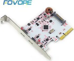 USB 3.1 PCIE PCI Express Expansion Card PCI-E 4X to USB 3.1 Gen2 10Gbps 2-Port USB C Adapter ASMedia ASM1142 + ASM1542 Chipset USB 3.1 PCIE PCI Express Expansion Card PCI-E 4X to USB 3.1 Gen2 10Gbps 2-Port USB C Adapter ASMedia ASM1142 + ASM1542 Chipset
