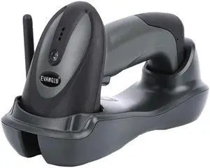 high-end 1D CCD barcode scanner with memory 433MHZ Wireless barcode reader with stand manufacture OEM ODM for warehouse EVAWGIB