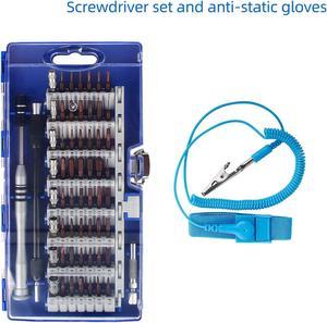 Precision Screwdriver Set Professional Electronics Repair Tool Kit 60 in 1 Magnetic Screwdriver Bits for PC, With Anti Static Wrist Band