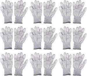 9 Pairs Anti Static Gloves Coated Fingertip Grey Carbon Fibers ESD Safety Work Gloves Industrial Computer Maintenance Installation Precision Work PC (L, M, S)