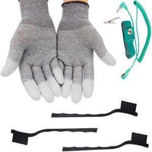Anti-Static Wrist Strap Esd Gloves L and Grounding Cord for Electronics Repair Small Anti-Static Computer Keyboard Laptop Cleaning Brush Portable Kit