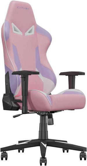 KARNOX HELEL Gaming Chair with Ergonomic Lumbar Support, Office Chair Covered by PU Leather, PC Chair for Gaming Enthusiast, Adjustable High Back Gaming Chair with 2D Armrests, Purple Pink