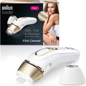 Braun IPL Hair Removal for Women Silk Expert Pro 5 PL5137 with Venus Swirl Razor FDA Cleared Permanent Reduction in Hair Regrowth for Body Face Corded, Gold/White, 1 Count(Packaging May Vary)