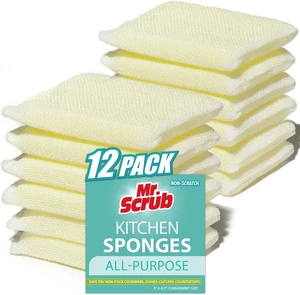 All-Purpose Sponges, Non Scratch, for Washing and Cleaning Dishes, Premium Scrub and Scrubbers, 12 Pads, Ideal for Kitchen, Bathroom All-Purpose Sponges, Non Scratch, for Washing and Cleaning Dishes, Premium Scrub and Scrubbers, 12 Pads, Ideal for Kitchen, Bathroom
