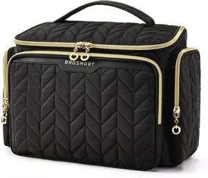 Travel Toiletry Bag, Large Wide-open Travel Bag for Toiletries, Makeup Cosmetic Travel Bag with Handle-Black Travel Toiletry Bag, Large Wide-open Travel Bag for Toiletries, Makeup Cosmetic Travel Bag with Handle-Black