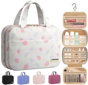 Hanging Travel Toiletry Bag Women Men Essentials Beige with Colorful Floral Hanging Travel Toiletry Bag Women Men Essentials Beige with Colorful Floral