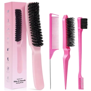 Slick Back Hair Brush for Smooth Flyaways, Frizz, Sleek Ponytail, Buns and Edge Baby Hair | Slickback Brushes Hair Comb, Edge Brush, Teasing Brush Styling Accessories for Girls, Kids, Women & Men Slick Back Hair Brush for Smooth Flyaways, Frizz, Sleek Ponytail, Buns and Edge Baby Hair | Slickback Brushes Hair Comb, Edge Brush, Teasing Brush Styling Accessories for Girls, Kids, Women & Men