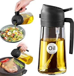 16 oz 2-in-1 Glass Olive Oil Sprayer for Cooking, Black 16 oz 2-in-1 Glass Olive Oil Sprayer for Cooking, Black