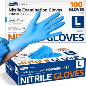 Supmedic Medical Soft Max Nitrile Exam Gloves Powder-Free Disposable 100 Ct Supmedic Medical Soft Max Nitrile Exam Gloves Powder-Free Disposable 100 Ct