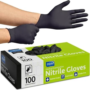 Inspire Black Nitrile Disposable Gloves | 4.5 Nitrile Disposable Safety Medical Cooking Cleaning Gloves S Inspire Black Nitrile Disposable Gloves | 4.5 Nitrile Disposable Safety Medical Cooking Cleaning Gloves S