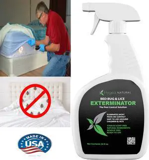 Hygea Natural Bed Bug & Lice Killer Spray - 24 oz - For Household Protection - Fast Acting - Children & Pet Safe - Non Toxic - Odorless, Natural, and Non Staining