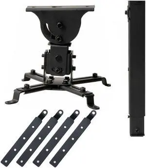 VideoSecu Tilt Swivel Rotate LCD DLP Projector Ceiling Mount Bracket Fits Flat or Vaulted Ceilings with 4 Extension Adapters 1YF