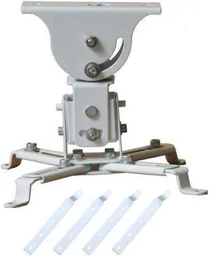 VideoSecu Swivel Tilt Flat & Vaulted Ceiling Mount Bracket for LCD DLP Projector with 4 Extension Adapters 1YG