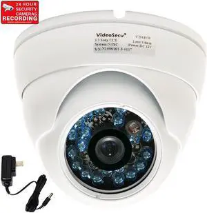 VideoSecu 600TV Line Built-in 1/3" SONY CCD Outdoor Surveillance Dome Security Camera IR Day Night Vision Vandal Proof Infrared 3.6mm Wide Angle Lens for Home DVR System with Power Supply 1Z2
