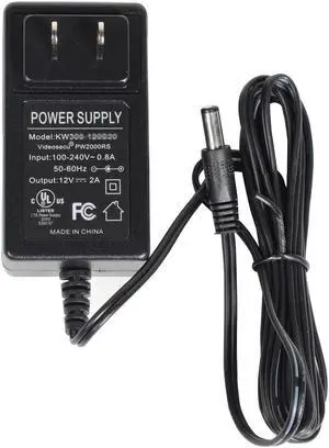 VideoSecu 12V DC 2A Security Camera Power Supply Adapter 2000mA 100-240V AC Regulated CCTV Surevillance 1i1