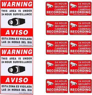 VideoSecu CCTV Warning Sign 2 Large Decals 10 Small Stickers for Security Camera Surveillance DVR System CKK