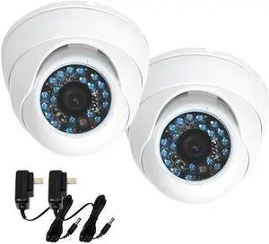 VideoSecu 2 Pack Outdoor Built-in 1/3 inch CCD Infrared Day Night Vision 480TVL Dome Security Camera CCTV Surveillance 20 Infrared LEDs 3.6mm Wide Angle Lens with 2 Power Supply BO6