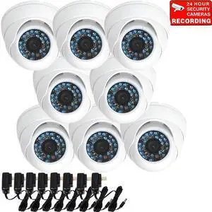 VideoSecu 8 Dome Weatherproof Outdoor Indoor Vandal-proof 480TVL Infrared Day Night Vision Security Cameras Built-in 1/3 inch CCD 3.6mm Wide Angle Lens CCTV Surveillance with 8 Power Supply c9y