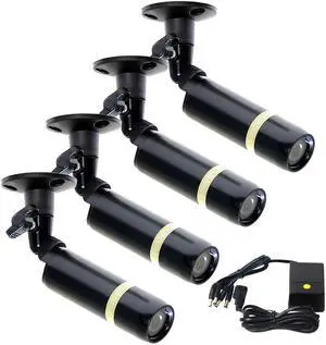 VideoSecu CCTV 4 Pack Home Bullet Indoor Outdoor Weatherproof Security Camera Built-in Sony CCD 480TVL 3.6mm Wide View Angle Lens with 4CH Power Supply for DVR Surveillance System CMA