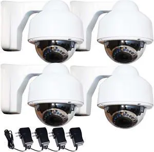 VideoSecu 4 Weatherproof Outdoor Indoor Security Camera Varifocal 3.5-8mm Lens 700TVL Built-in 1/3" Sony Effio CCD IR Day Night Vision with 4 Power Supply for CCTV Surveillance DVR System C4N