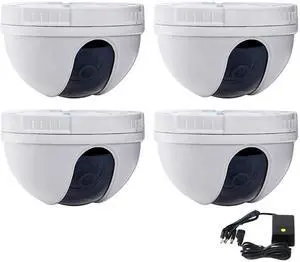 VideoSecu CCTV 4 Dome CCD Wide Angle Security Camera 420TVL Video with 1 Pack 4 Channel Power Supply and Warning Decals for Surveillance DVR System BLV