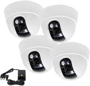 VideoSecu 4 Dome Built-in 1/3" Sony Effio CCD Security Camera 600 TVL High Resolution 3.6mm Wide Angle Lens with 4CH Power Supply for CCTV DVR Home Surveillance System AN5