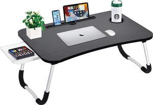 Slendor Laptop Desk Adjustable Laptop Stand Foldable Bed Table Portable Lap  Desk Folding Notebook Stand Reading and Writing Holder Breakfast Tray with  Drawer and Cooling Fan for Bed Couch Sofa Floor 