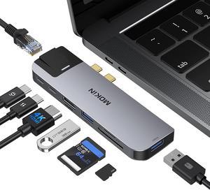 For MacBook Pro USB Adapter, USB C Multiport Adapter Hub Mac Dongle for MacBook Pro/Air with 4K HDMI Port, Gigabit ethernet, 2 USB, TF/SD Card Reader, USB-C 100W PD and Thunderbolt 3