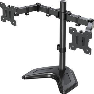 Dual Monitor Stand Free-Standing Monitor Stands for 2 Monitors up to 27 inches 17.6 lbs Each Fully Adjustable Dual Monitor Mount for Desk VESA Stand 75x75mm 100x100mm