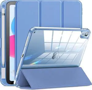 INFILAND Compatible with iPad (A16) 11th Generation 11 Inch 2025 Case, iPad 10th Generation Case 2022 10.9 Inch 2022, Crystal Clear with Slot for Pencil & Charging Adapter, Cerulean Blue