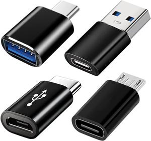 USB C Adapters 4 Pack USB C to USB 3.0 OTG Adapter Micro USB to USB C Adapter Compatible with MacBook Pro  Galaxy Smartphones Laptop PC in Car and More