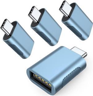 10Gbps USB C to USB 3.1 Adapter (4 Pack) Thunderbolt 4/3 to USB OTG Converter for iPhone 15 MacBook iPad iMac and More Type C Devices - Blue