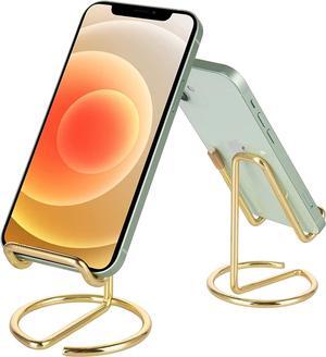 Cell Phone Stand for Desk Cute Metal Gold Cell Phone Stand Holder Desk Accessories Compatible with All Mobile Phones iPhone Switch iPad