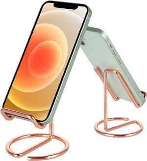 ROPOSY Cell Phone Stand for Desk, Cute Metal Rose Gold Cell Phone Stand Holder Desk Accessories, Compatible with All Mobile Phones, iPhone, Switch, iPad, Welcome to consult