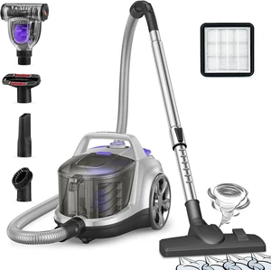 Aspiron Canister Vacuum Cleaner, Lightweight Bagless Vacuum Cleaner, 3.7QT Large Dust Cup, Automatic Cord Rewind, 5 Tools, HEPA Filter, Variable Speed Portable Vacuum for Hard Floors, Pet, Car, Silver Aspiron Canister Vacuum Cleaner, Lightweight Bagless Vacuum Cleaner, 3.7QT Large Dust Cup, Automatic Cord Rewind, 5 Tools, HEPA Filter, Variable Speed Portable Vacuum for Hard Floors, Pet, Car, Silver