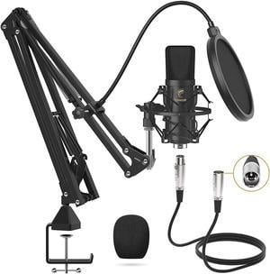 XLR Condenser Microphone, TONOR Professional Cardioid Studio Mic Kit with T20 Boom Arm, Shock Mount, Pop Filter for Recording, Podcasting, Voice Over, Streaming, Home Studio, YouTube (TC20)