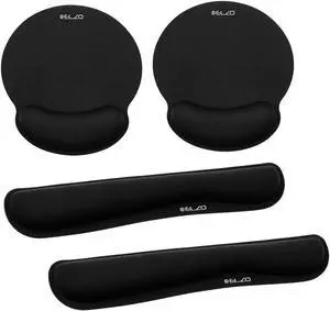 ELZO Ergonomic Mouse Pad Wrist Support, Keyboard Wrist Rest Pad Support 2 Pack with Comfortable Memory Foam Padding, Nonslip Rubber Base for PC Computer Laptop for Office/Playing Games Pain Relief