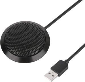 Conference Microphone USB, Omnidirectional Condenser Boundary Microphone USB Plug Stereo Desktop Mic Surface Mounted Mic for Teleconferencing Laptop Computer Desktop - Black