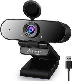 Webcam with Stereo Microphone and Privacy cover , FULL HD 1080P by USB terminal,110 ° Wide-Angle for Conferencing, Distance learning or Meeting, Video chatting ,Calling, Team gaming etc.,(Black)
