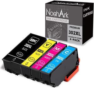 NoahArk 4 Packs 302XL Remanufacture Ink Cartridge Replacement for Epson 302 302XL T302 T302XL use for Epson Expression Premium XP-6000 XP-6100 Printer (1 Black, 1 Cyan, 1 Magenta, 1 Yellow)
