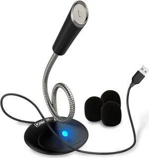 USB Computer Podcast Microphone for Desktop & Laptop with Mute Button - Streaming/Gaming Plug and Play Recording, Mute Button Mic with LED Compatible with Zoom Skype YouTube Windows PC/MAC