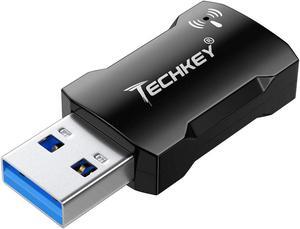 USB WiFi Adapter 1200Mbps for PC Techkey Mini Wireless Network Adapter USB 3.0 WiFi 802.11 ac with Dual Band 2.42GHz/300Mbps 5.8GHz/866Mbps for Desktop Laptop Windows XP/7/8/8.1/10/ Mac OS