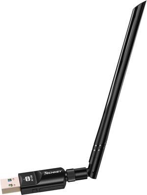 USB WiFi Adapter 1200Mbps Techkey USB 3.0 WiFi Dongle 802.11 ac Wireless Network Adapter with Dual Band 2.42GHz/300Mbps 5.8GHz/866Mbps 5dBi High Gain Antenna for Desktop Windows XP/Vista / 7-10