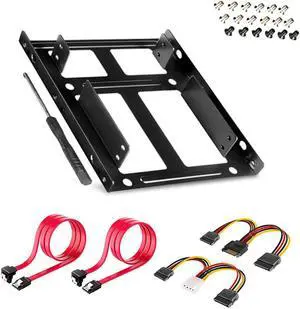 SSD/HDD Metal Mounting Bracket kit 2.5 to 3.5 Convert Any 2.5 inch Solid State Drive/HDD Into One 3.5 inch Drive Bay